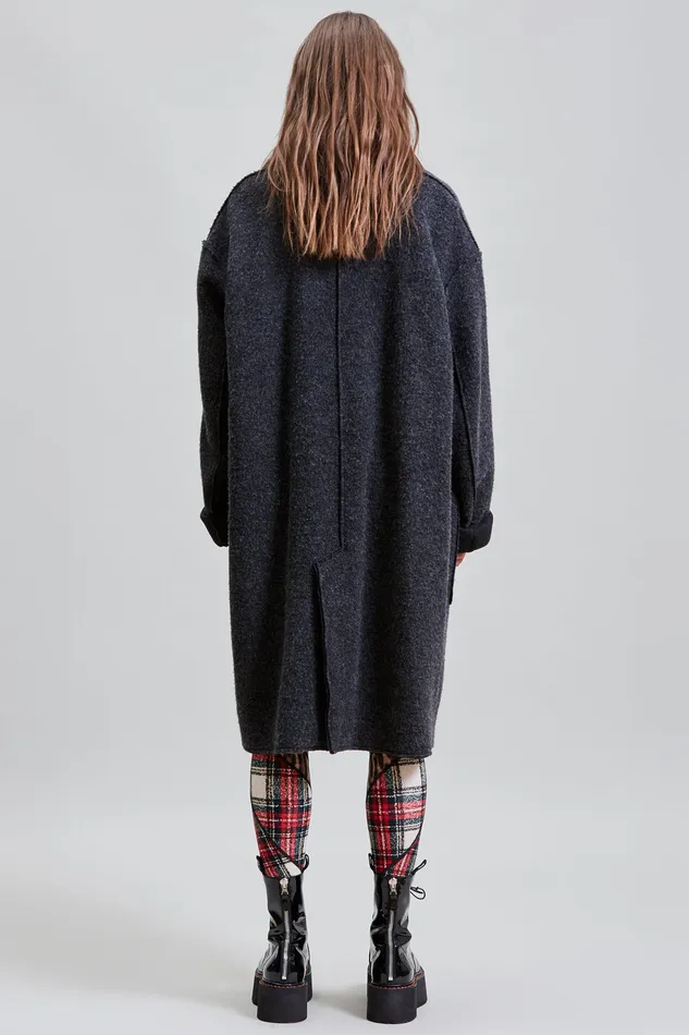 Women R13 Raw Cut Coat 8211 Dark Grey Jackets and Coats