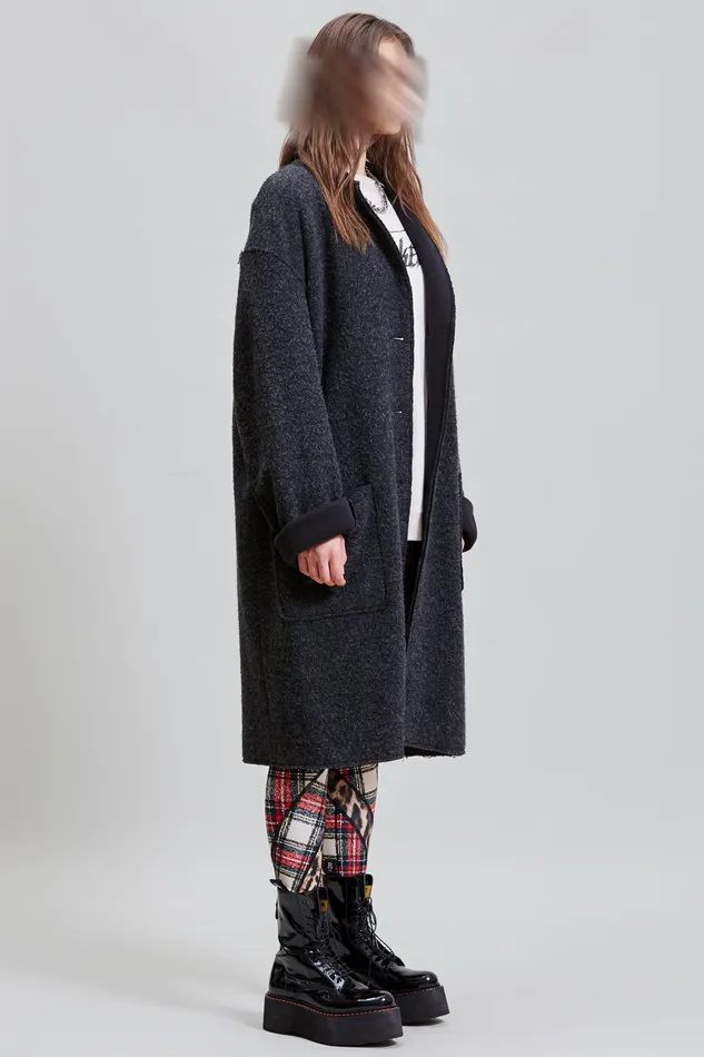 Women R13 Raw Cut Coat 8211 Dark Grey Jackets and Coats
