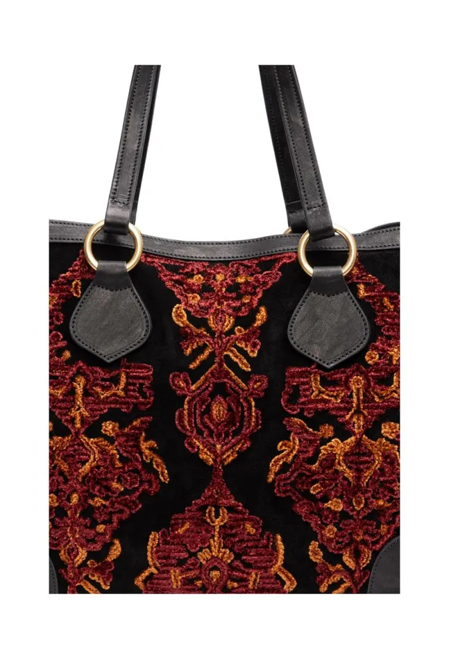 Women Regina Jaquard Tote Bag Black Johnny Was Handbags