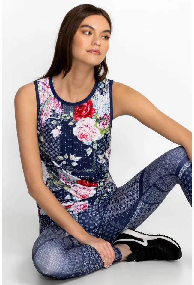 Women Rose Patch Crossover Tank Rose Patch Johnny Was Tops