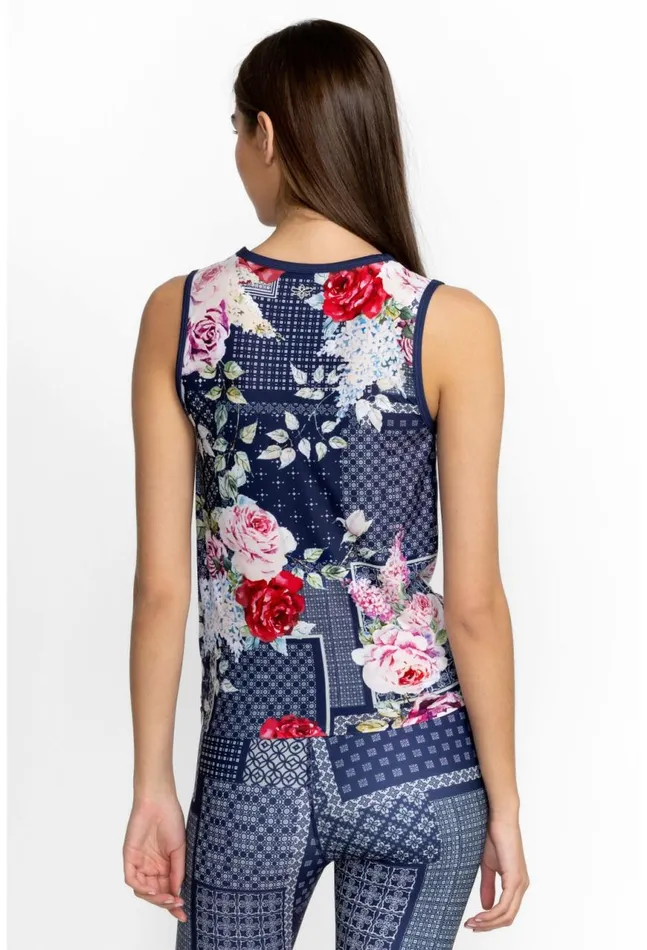 Women Rose Patch Crossover Tank Rose Patch Johnny Was Tops