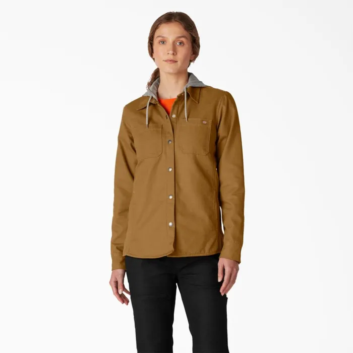 Womens Duck Hooded Shirt Jacket Brown Duck Brown Duck bd Women Dickies Shirt Jackets Womens Duck Hooded Shirt Jacket Brown Duck Brown Duck bd Women Dickies Shirt Jackets