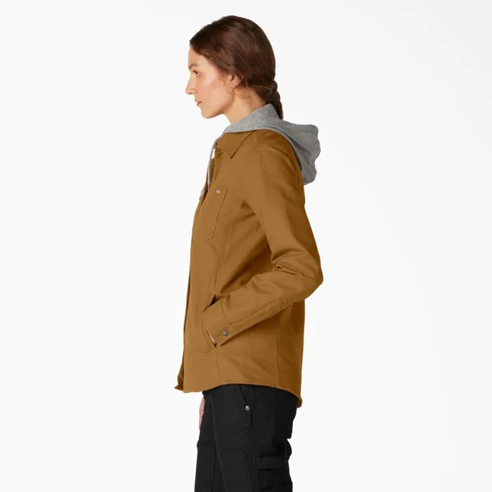 Womens Duck Hooded Shirt Jacket Brown Duck Brown Duck bd Women Dickies Shirt Jackets Womens Duck Hooded Shirt Jacket Brown Duck Brown Duck bd Women Dickies Shirt Jackets