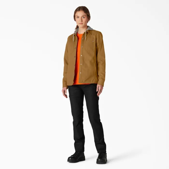 Womens Duck Hooded Shirt Jacket Brown Duck Brown Duck bd Women Dickies Shirt Jackets Womens Duck Hooded Shirt Jacket Brown Duck Brown Duck bd Women Dickies Shirt Jackets