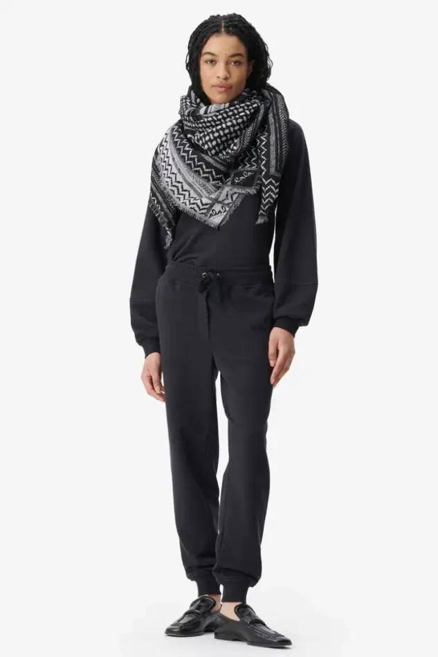 Women Scarfs and Triangles Lala Berlin Scarf Anais Wool Mix Zebra Black