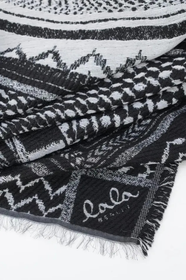 Women Scarfs and Triangles Lala Berlin Scarf Anais Wool Mix Zebra Black Women Scarfs and Triangles Lala Berlin Scarf Anais Wool Mix Zebra Black