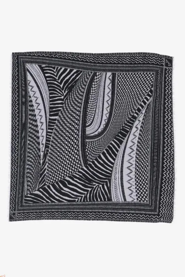 Women Scarfs and Triangles Lala Berlin Scarf Anais Wool Mix Zebra Black Women Scarfs and Triangles Lala Berlin Scarf Anais Wool Mix Zebra Black