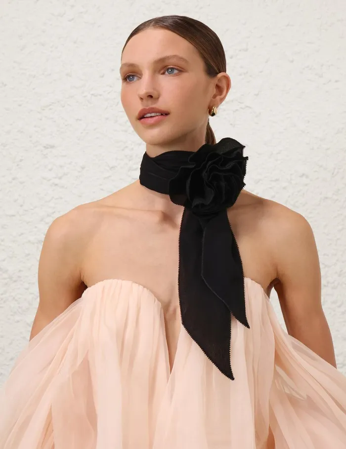 Women Scarves Zimmermann Flower Neck Scarf Black