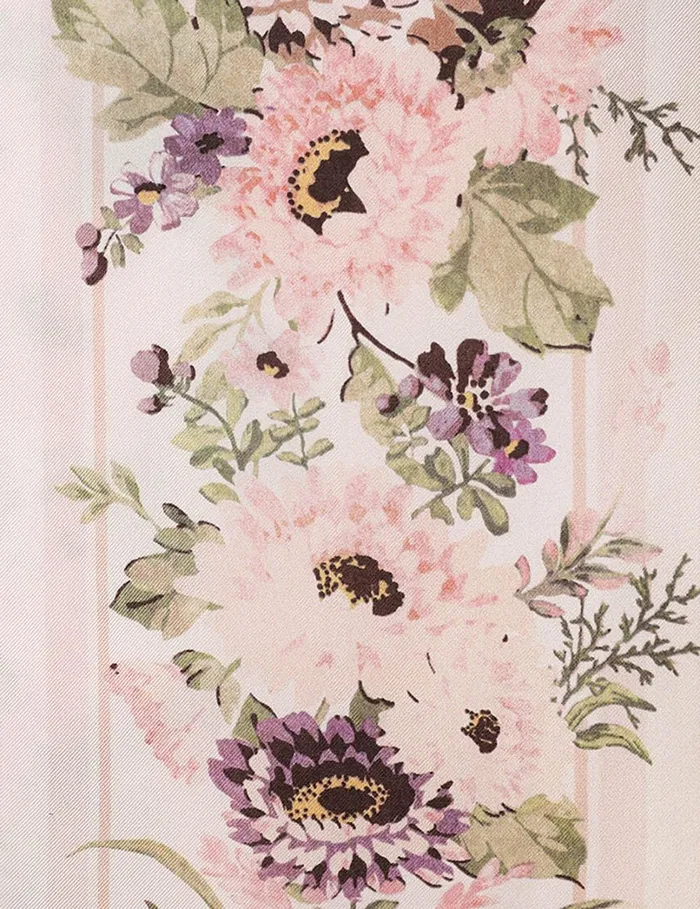 Women Scarves Zimmermann Printed Silk Neck Scarf Cream Multi Floral