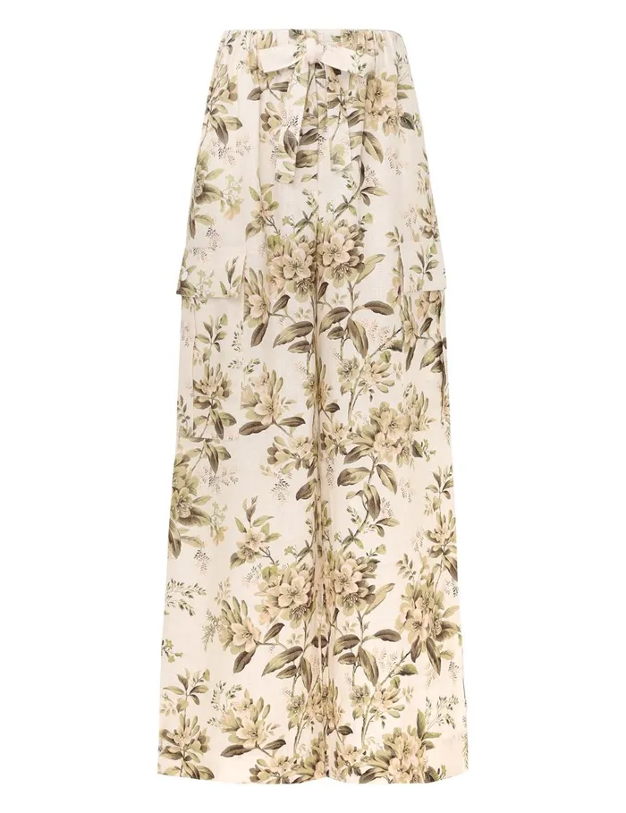 Women Shorts and Pants Zimmermann Golden Relaxed Pocket Pant Sage Toile Floral