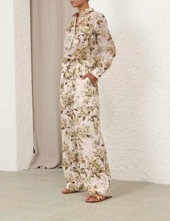 Women Shorts and Pants Zimmermann Golden Relaxed Pocket Pant Sage Toile Floral