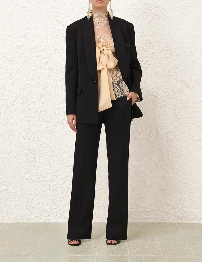 Women Shorts and Pants Zimmermann Illustration Straight Tux Pant Black