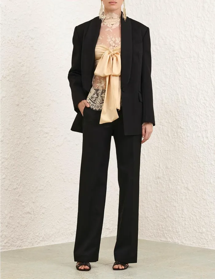 Women Shorts and Pants Zimmermann Illustration Straight Tux Pant Black