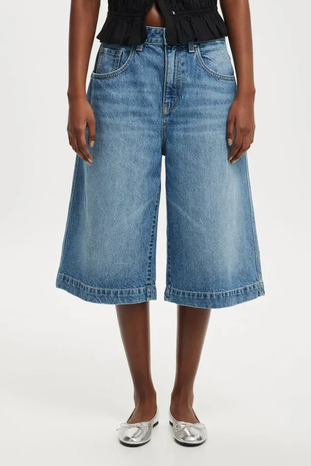 Women Shorts and Skirts Cotton On 90 S Baggy Denim Jort Azure Blue