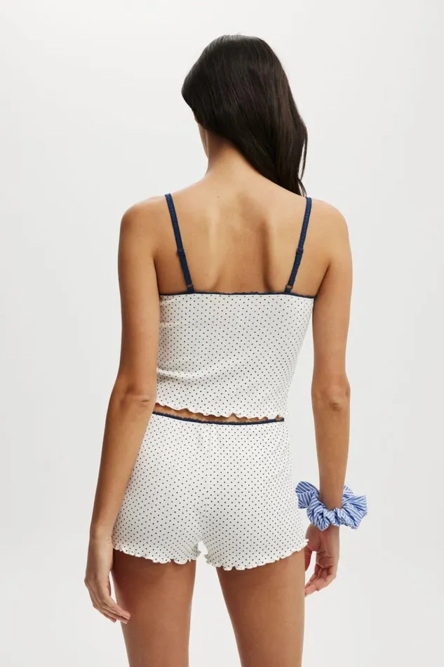Women Shorts Cotton On Pointelle Picot Sleep Short Polka Dot White