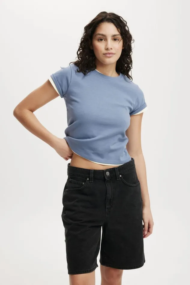 Women Shorts Cotton On Super Baggy Carpenter Denim Jort Graphite Black