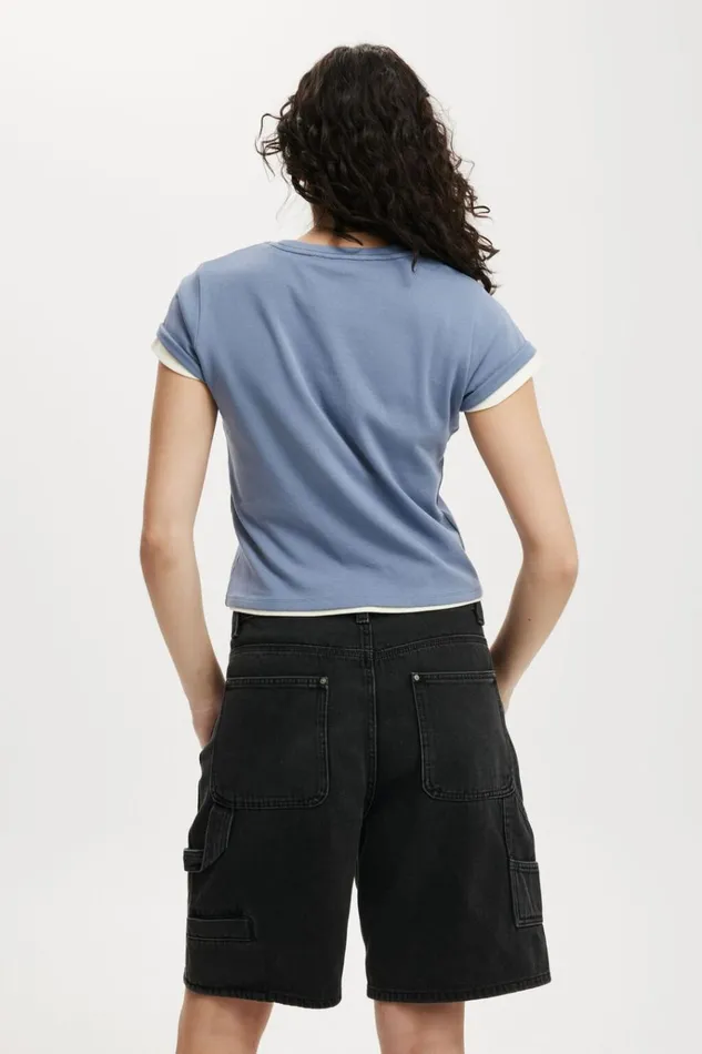 Women Shorts Cotton On Super Baggy Carpenter Denim Jort Graphite Black