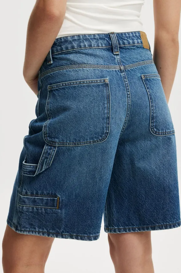 Women Shorts Cotton On Super Baggy Carpenter Denim Jort King Blue