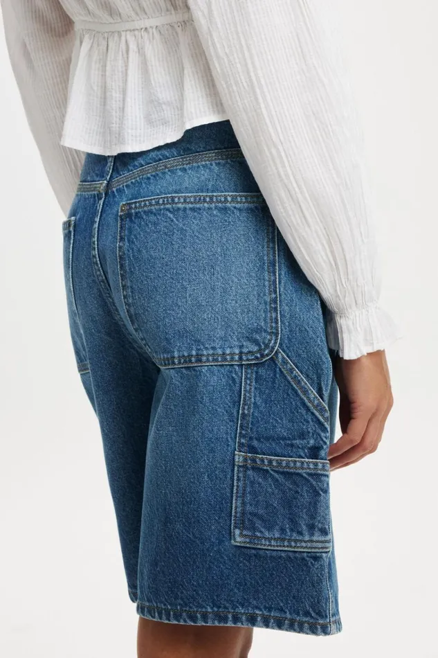 Women Shorts Cotton On Super Baggy Carpenter Denim Jort King Blue