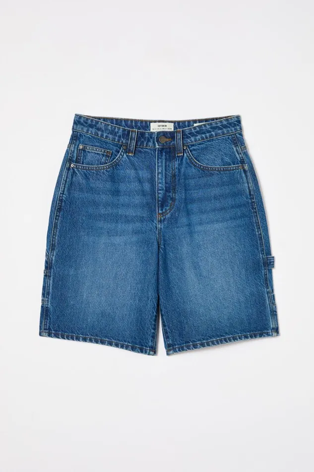 Women Shorts Cotton On Super Baggy Carpenter Denim Jort King Blue