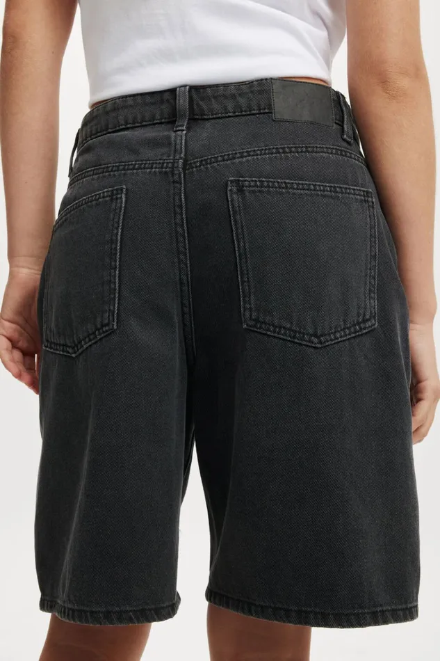 Women Shorts Cotton On Super Baggy Denim Jort Graphite Black