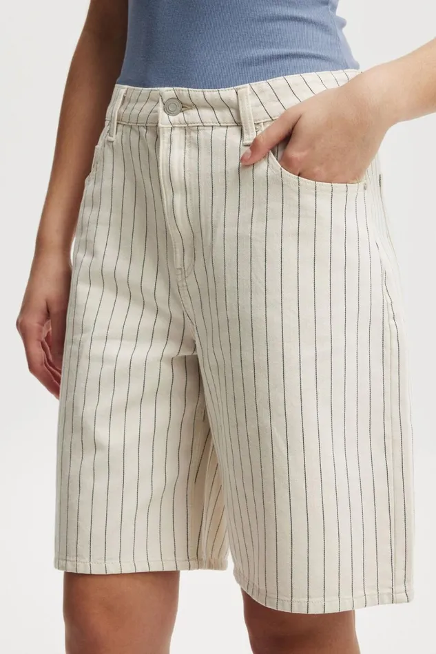Women Shorts Cotton On Super Baggy Denim Jort Portsea Stripe