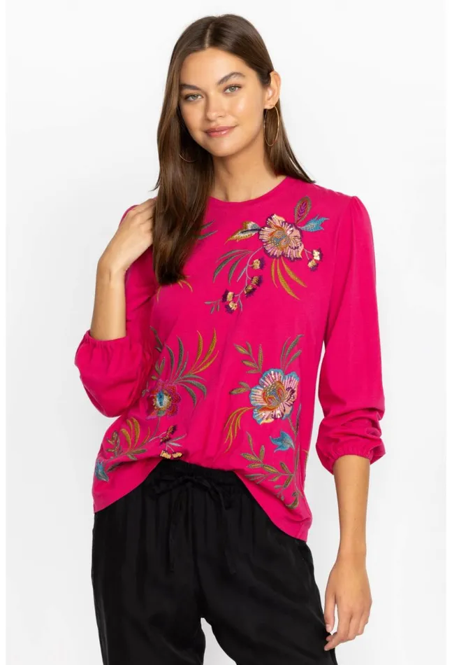 Women Sidonia Bishop Sleeve Sequin Tee Vivacious Johnny Was Tops