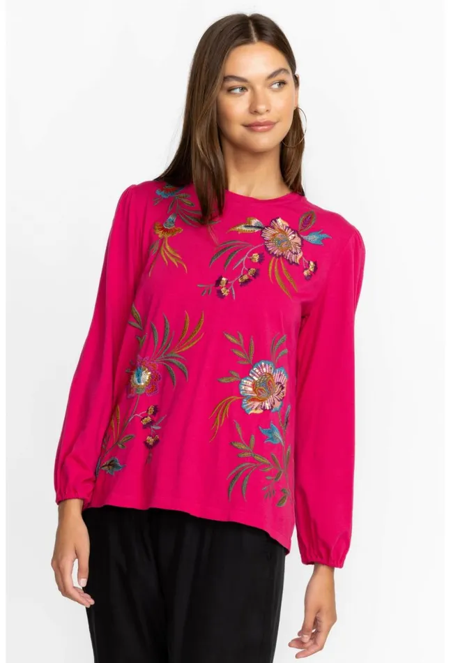 Women Sidonia Bishop Sleeve Sequin Tee Vivacious Johnny Was Tops