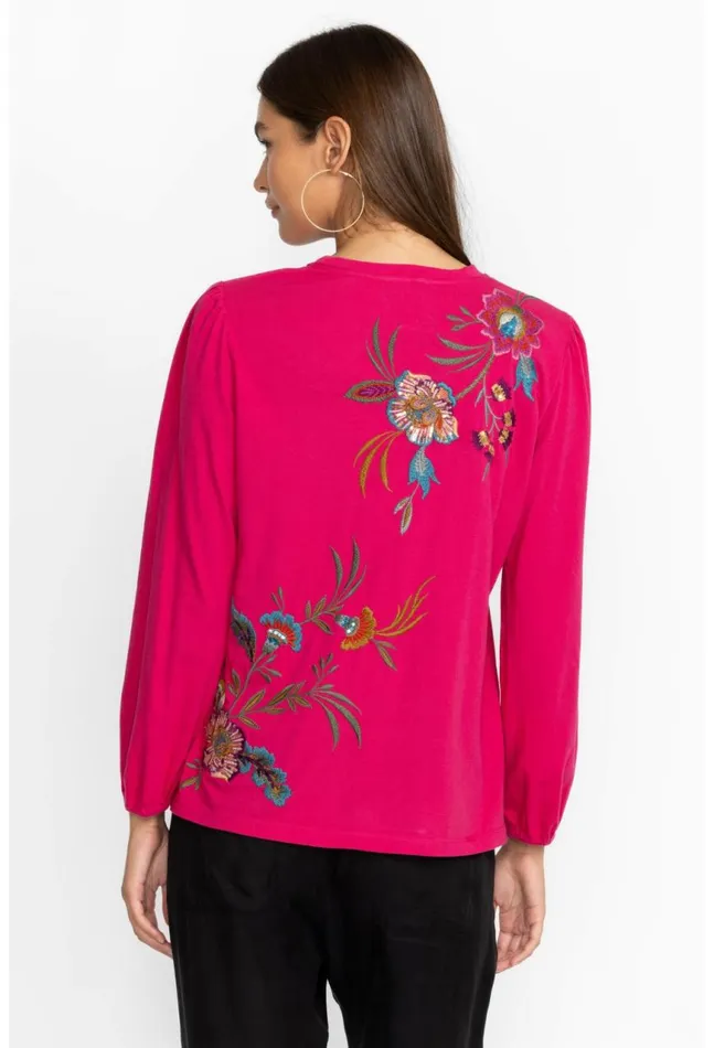 Women Sidonia Bishop Sleeve Sequin Tee Vivacious Johnny Was Tops