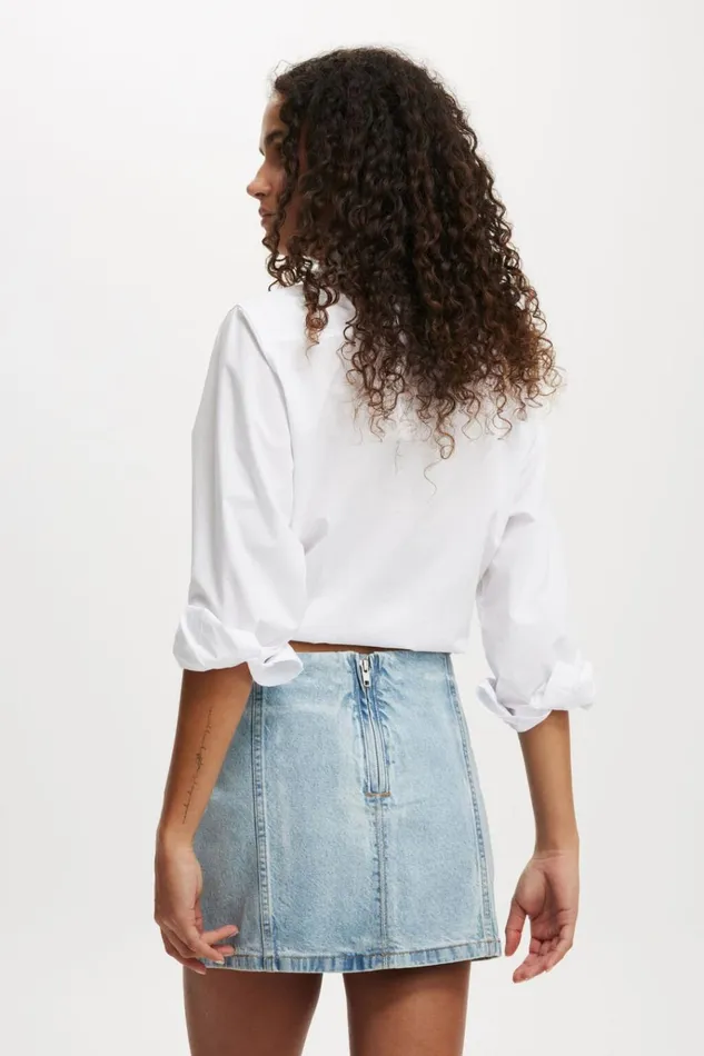 Women Skirts Cotton On ALine Denim Mini Skirt Wet Lookglacier