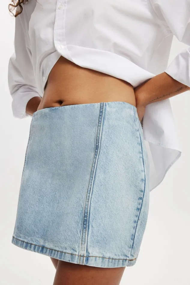 Women Skirts Cotton On ALine Denim Mini Skirt Wet Lookglacier
