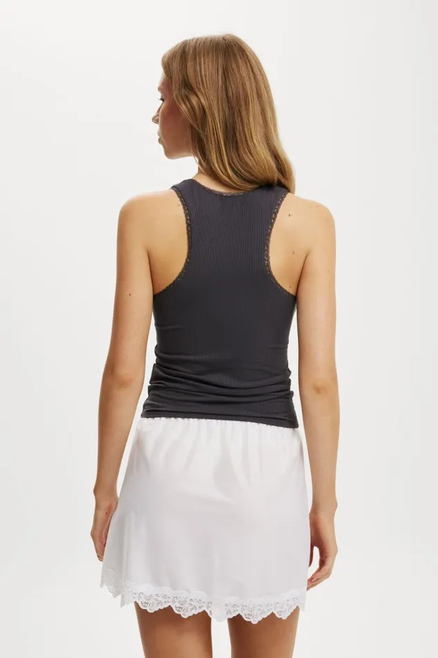Women Skirts Cotton On Mini Slip Skirt With Lace White