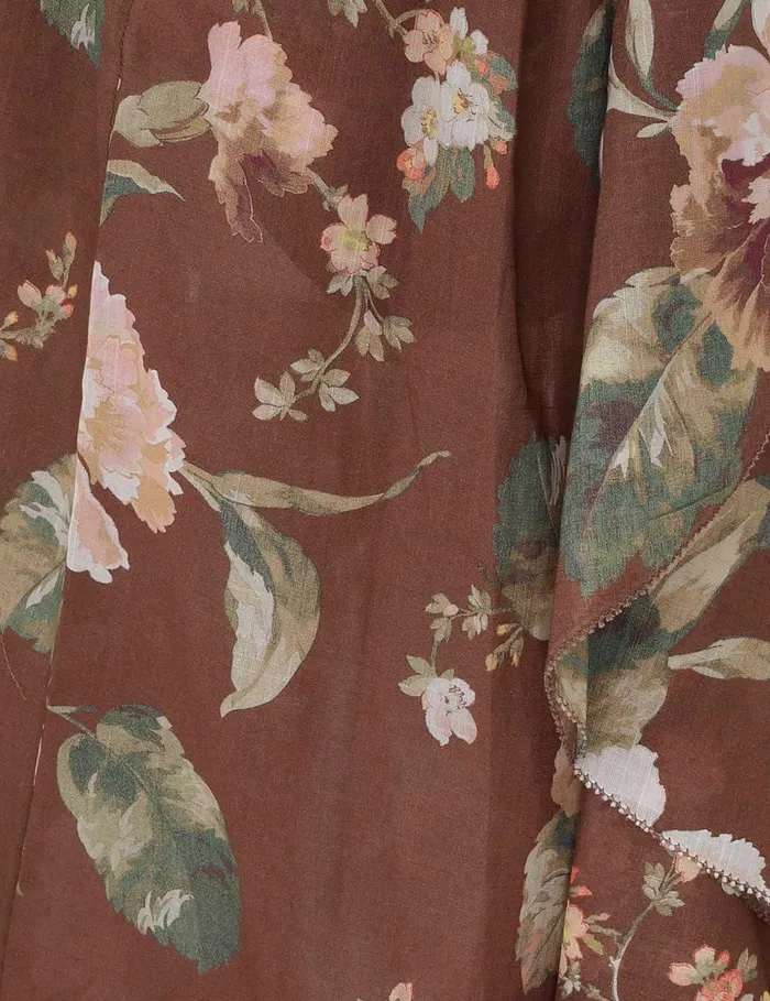 Women Skirts Zimmermann Acacia Ruffle Maxi Skirt Chocolate Floral