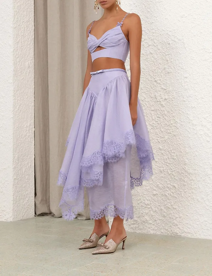 Women Skirts Zimmermann Crush Lace Trim Skirt Jacaranda
