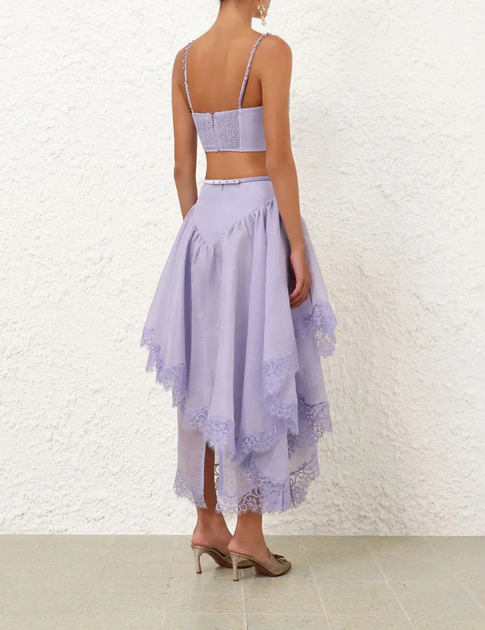 Women Skirts Zimmermann Crush Lace Trim Skirt Jacaranda