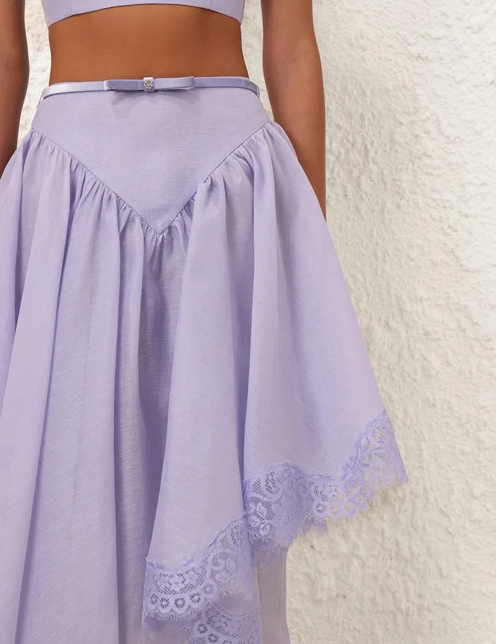 Women Skirts Zimmermann Crush Lace Trim Skirt Jacaranda
