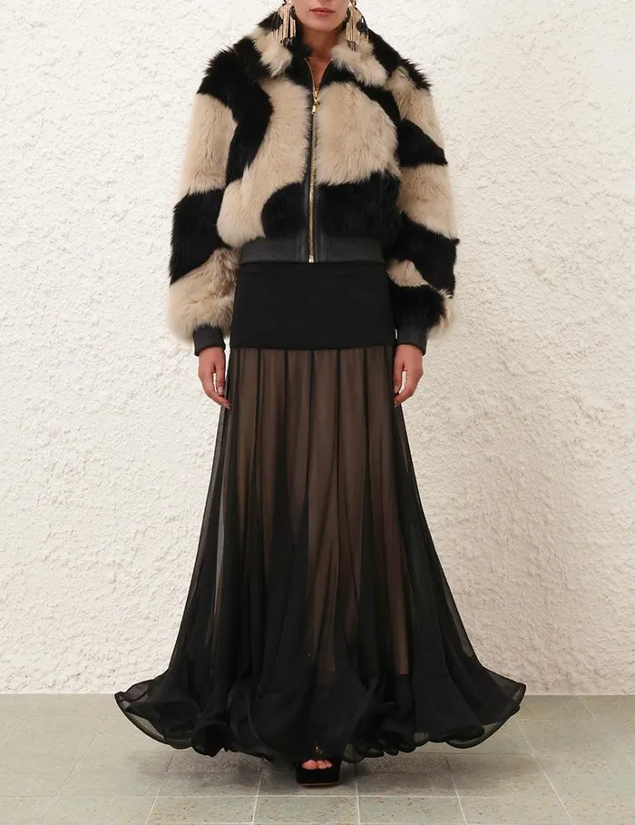 Women Skirts Zimmermann Illustration Flounce Skirt Black