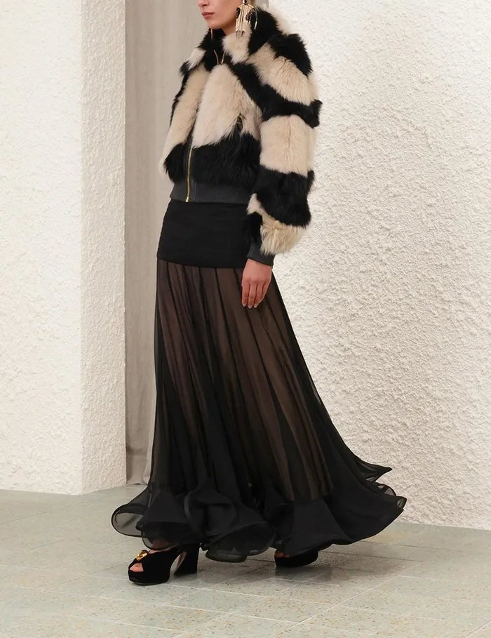 Women Skirts Zimmermann Illustration Flounce Skirt Black