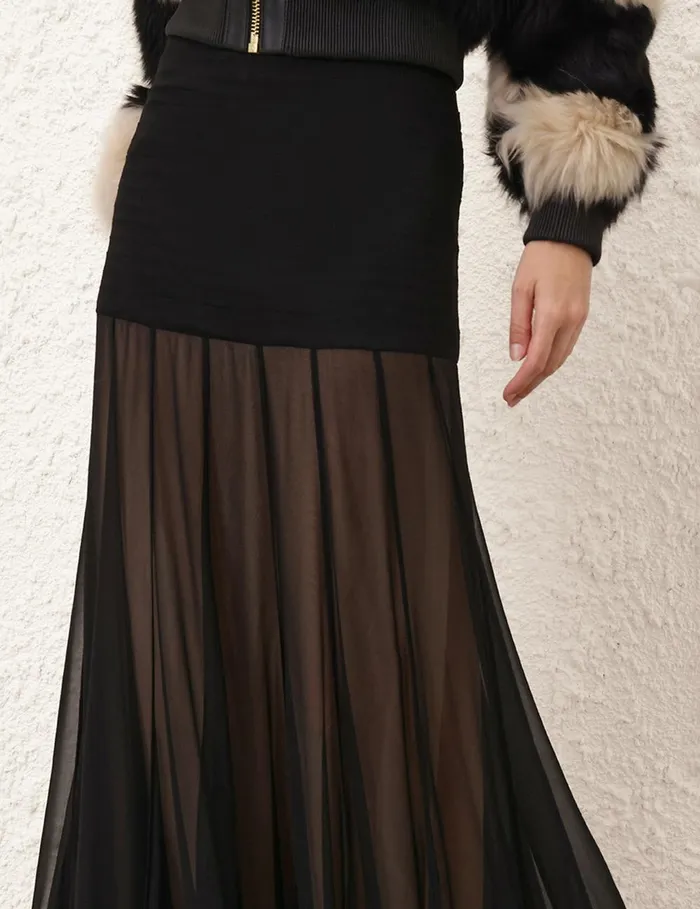 Women Skirts Zimmermann Illustration Flounce Skirt Black