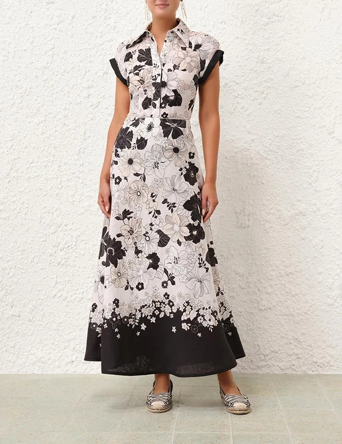 Women Skirts Zimmermann Pop Bias Midi Skirt Ivoryblack Floral