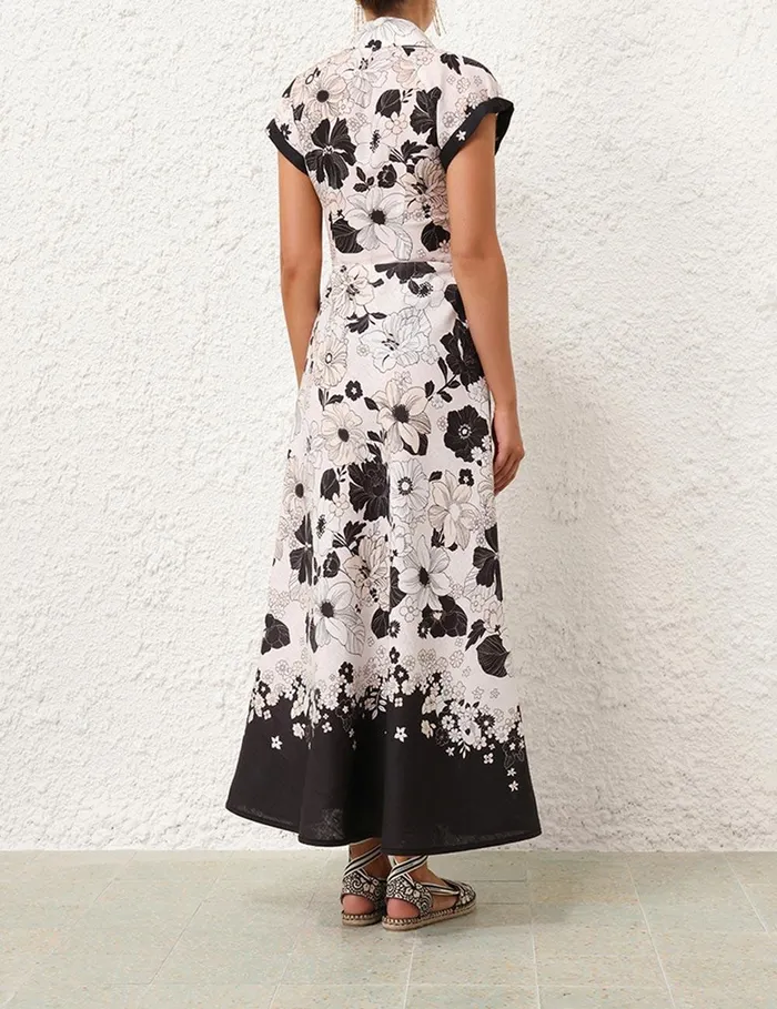 Women Skirts Zimmermann Pop Bias Midi Skirt Ivoryblack Floral
