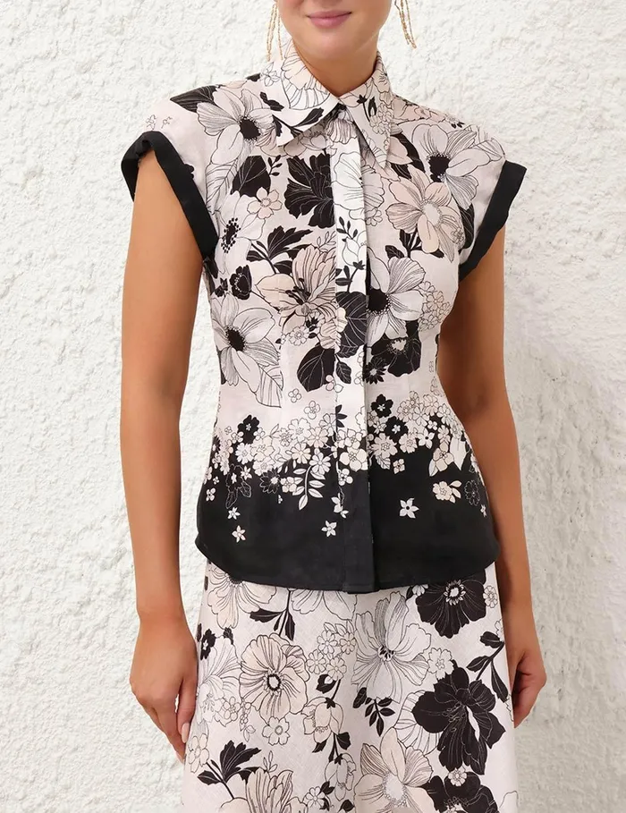 Women Skirts Zimmermann Pop Bias Midi Skirt Ivoryblack Floral