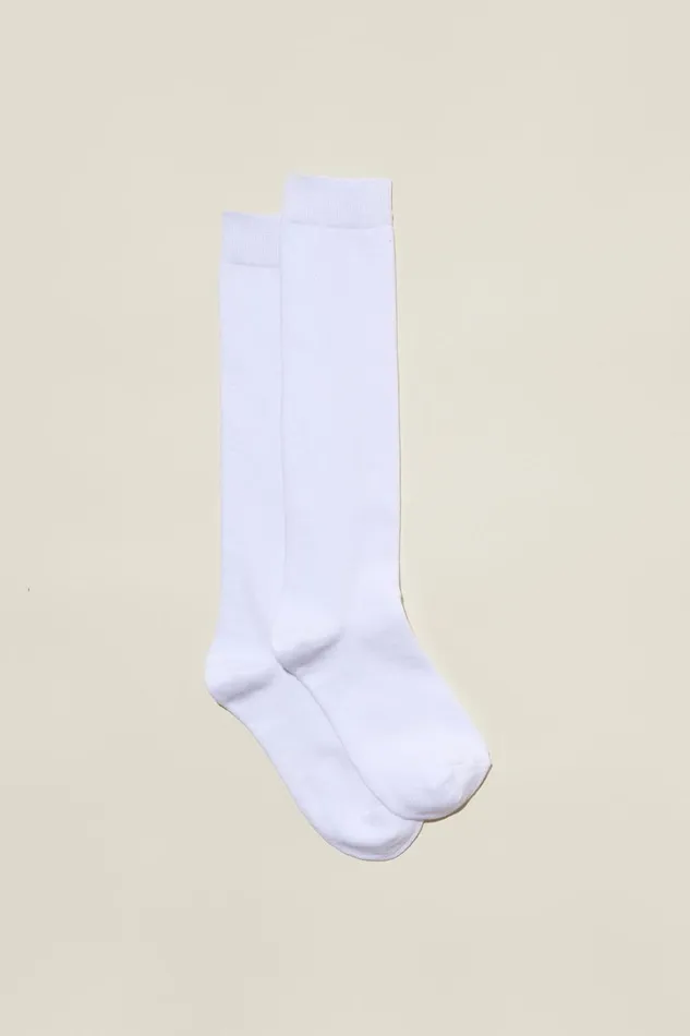 Women Socks Cotton On Classic Knee High Socks White