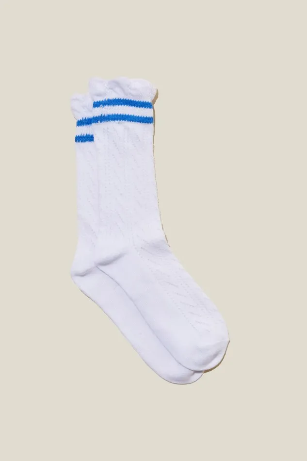 Women Socks Cotton On Sporty Femme Sports Sock Whiteblue Stripe