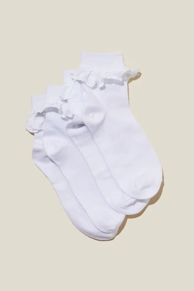 Women Socks Cotton On The Perfect Pair Pretty Frill Sock White