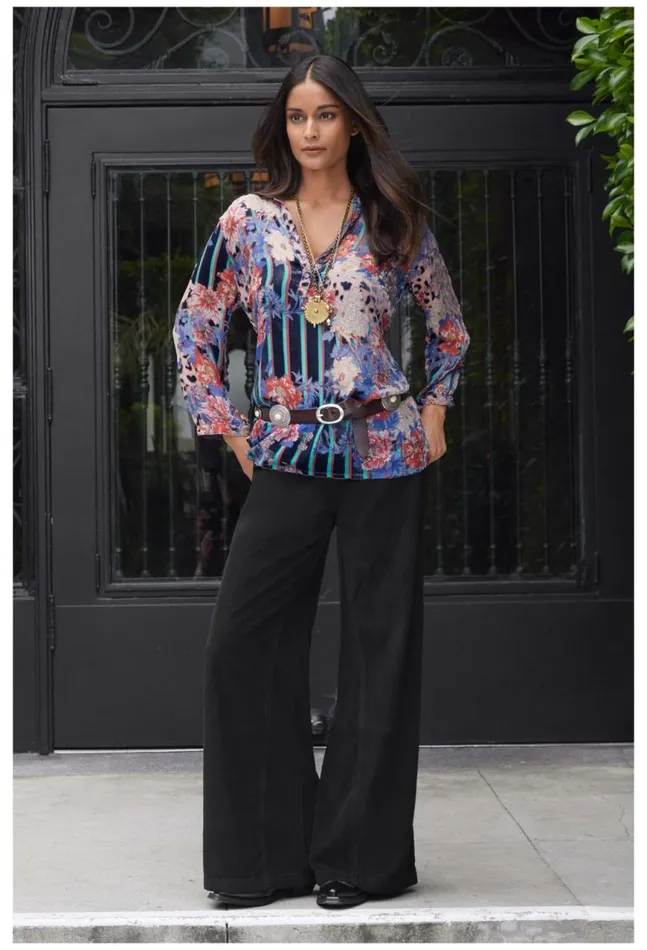 Women Suki Wide Leg Jean Black Johnny Was Bottoms