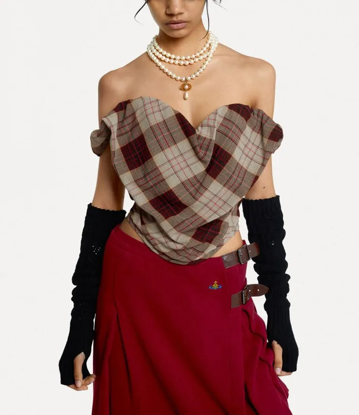 Women Sunday Corset Top Redcheck Vivienne Westwood Tops And Shirts