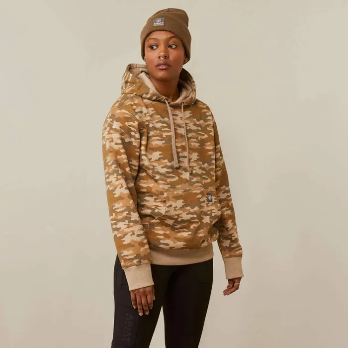 Women Sweatshirts and Hoodies Ariat Rebar Graphic Printed Hoodie Oatmeal Camo Print