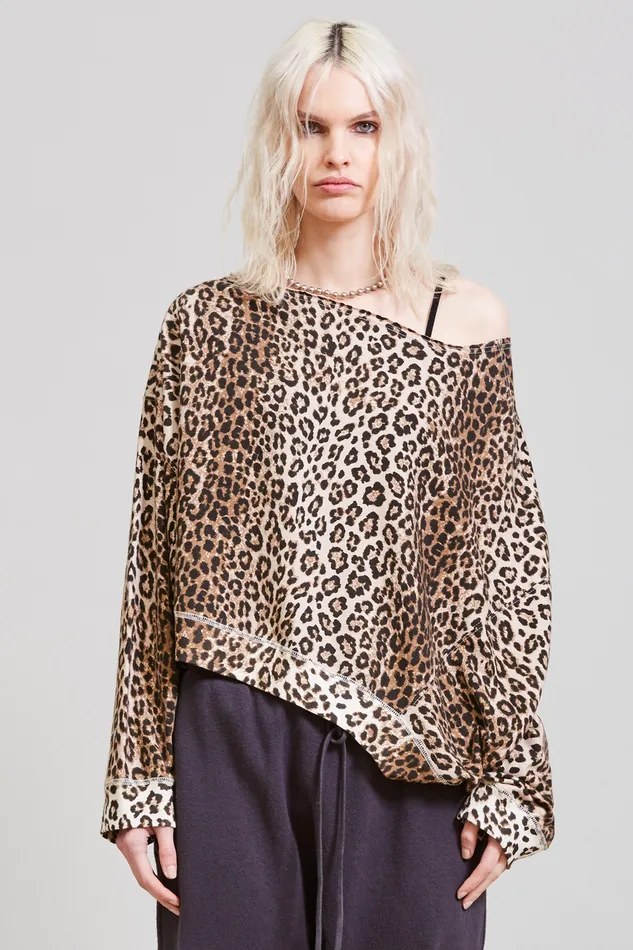 Women Sweatshirts R13 Off Shoulder Patti Sweatshirt 8211 Leopard
