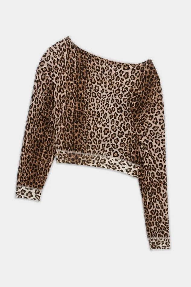 Women Sweatshirts R13 Off Shoulder Patti Sweatshirt 8211 Leopard